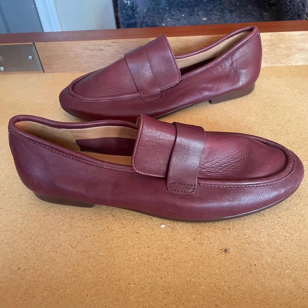 Madewell The Lacey Loafer flats in burgundy leather - Picture 1 of 9